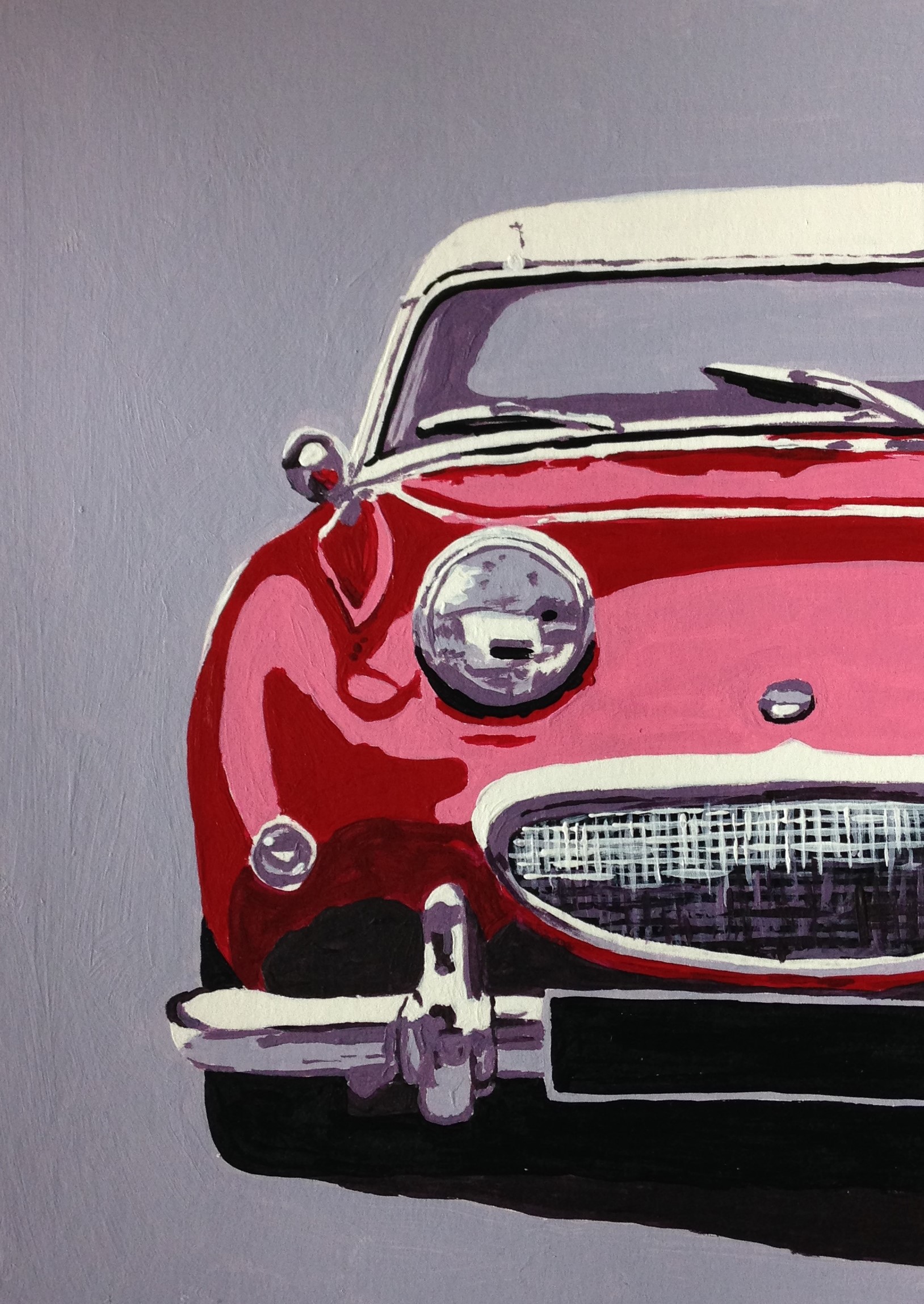 Austin Healy Frog eyed sprite acrylic painting by Louisa Hill