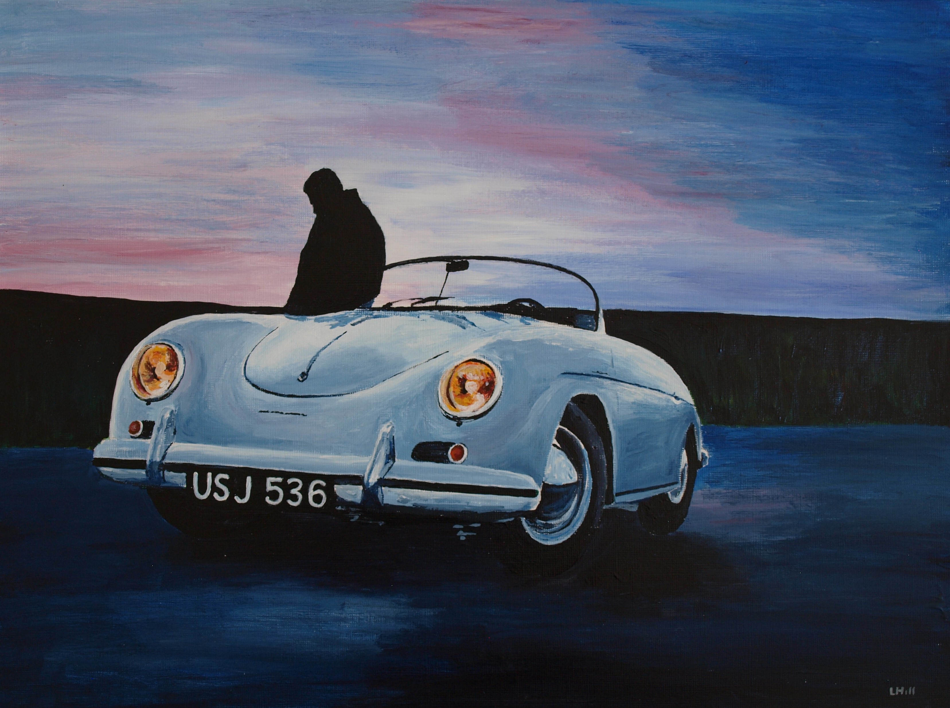 Porsche 365 acrylic painting by Louisa Hill