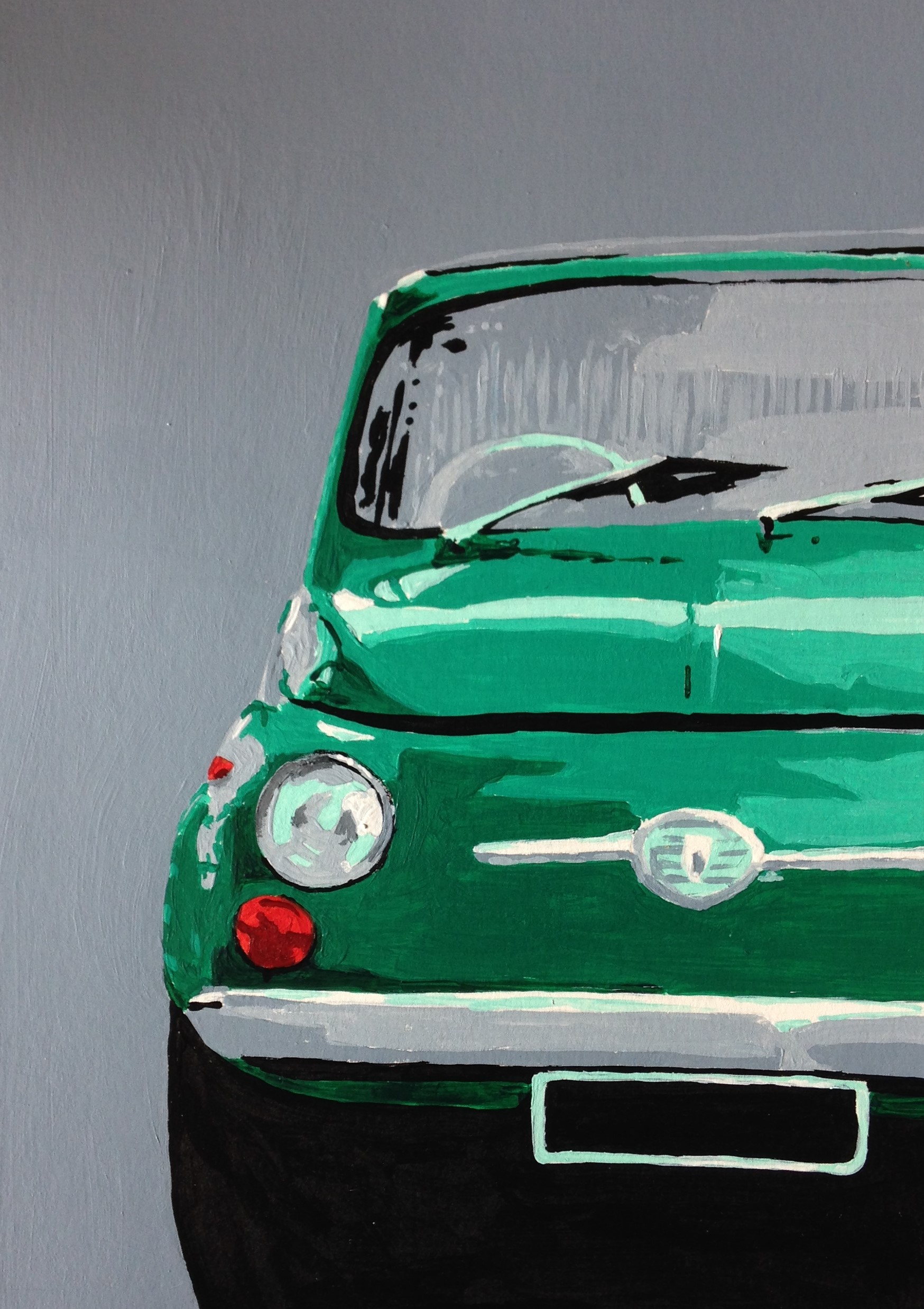 Fiat 500 acrylic painting by Louisa Hill