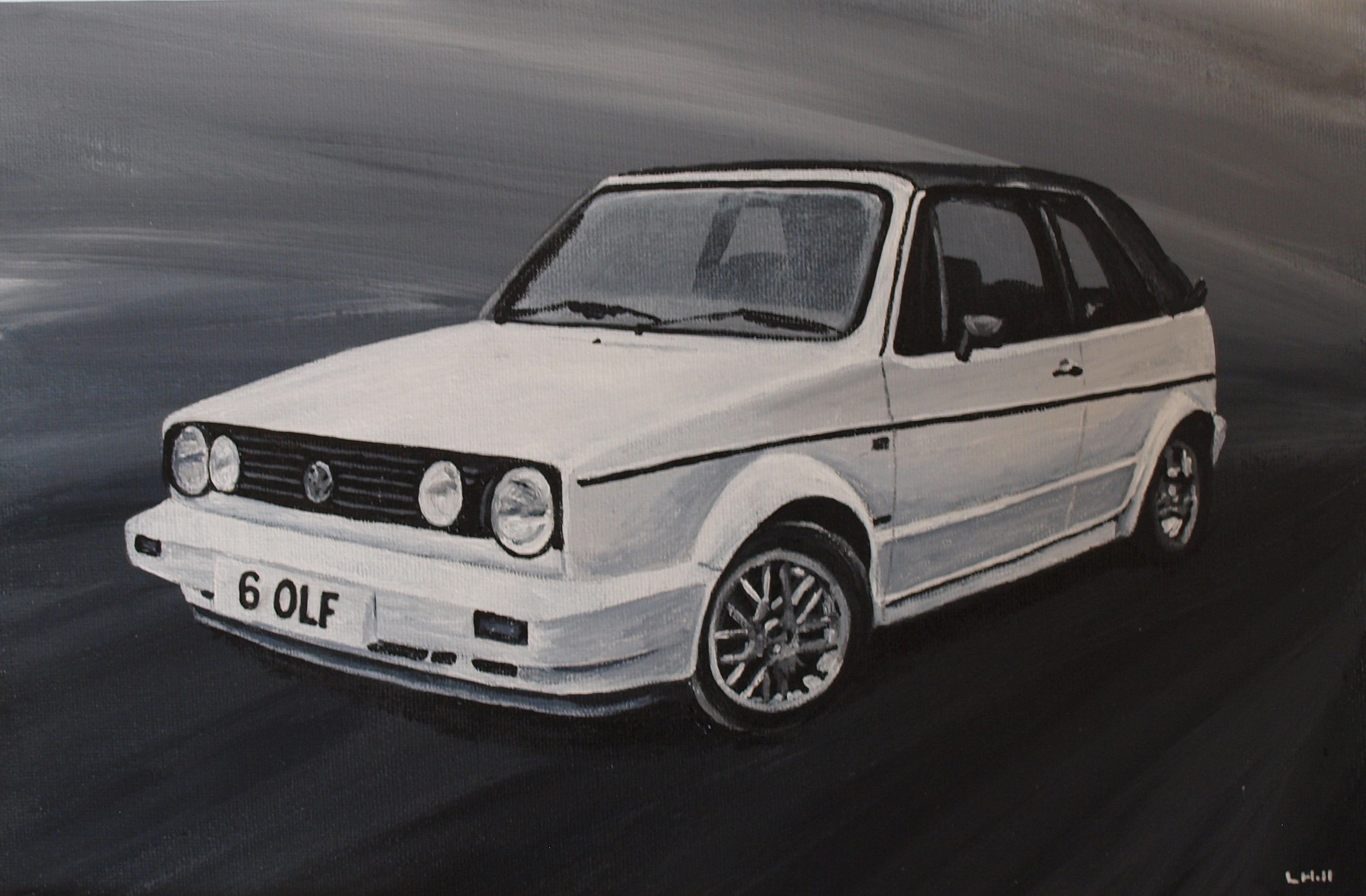 VW Golf pen and ink illustration by Louisa Hill