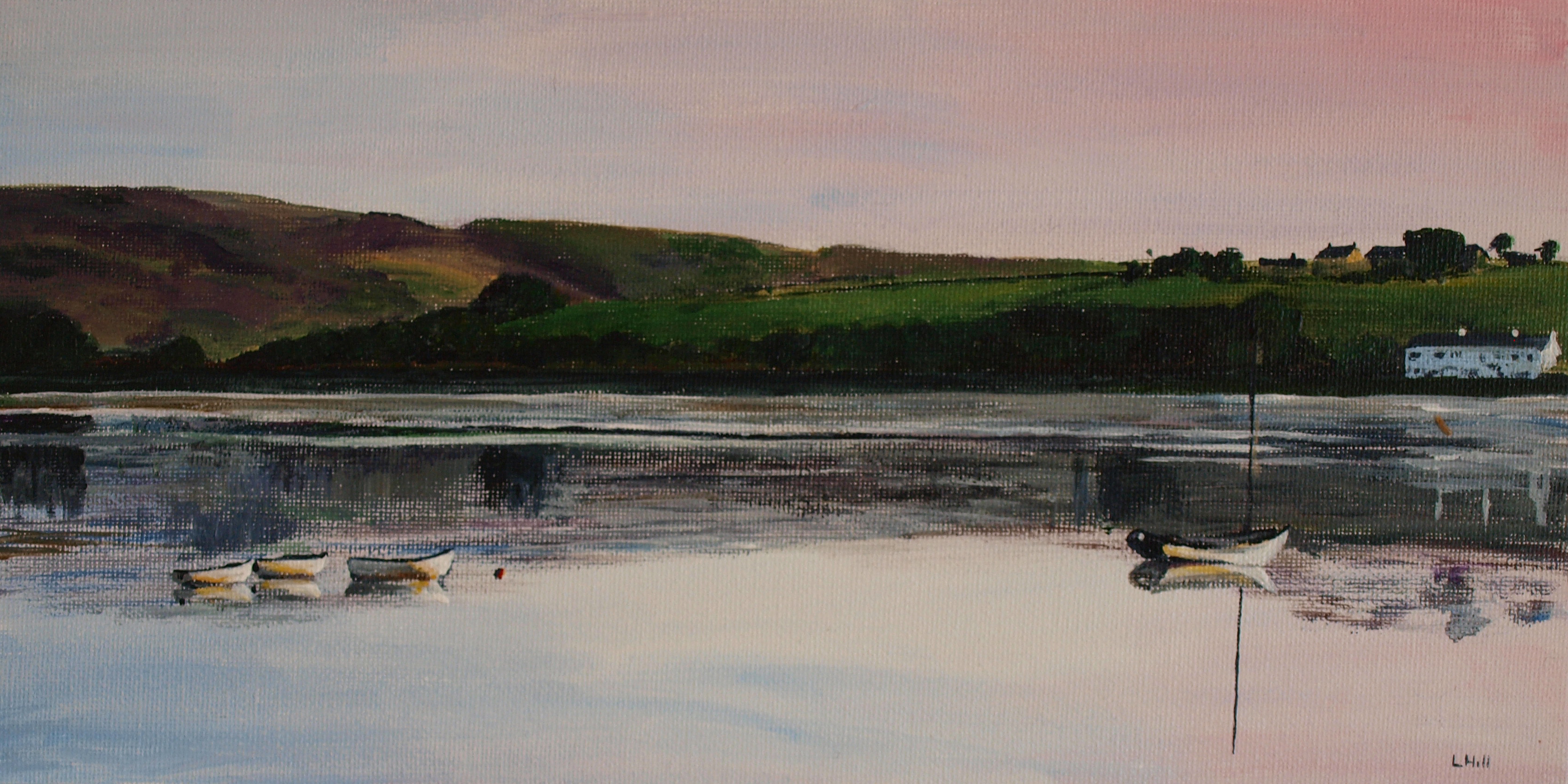 Hollingworth Lake Littleborough acrylic painting by Louisa Hill