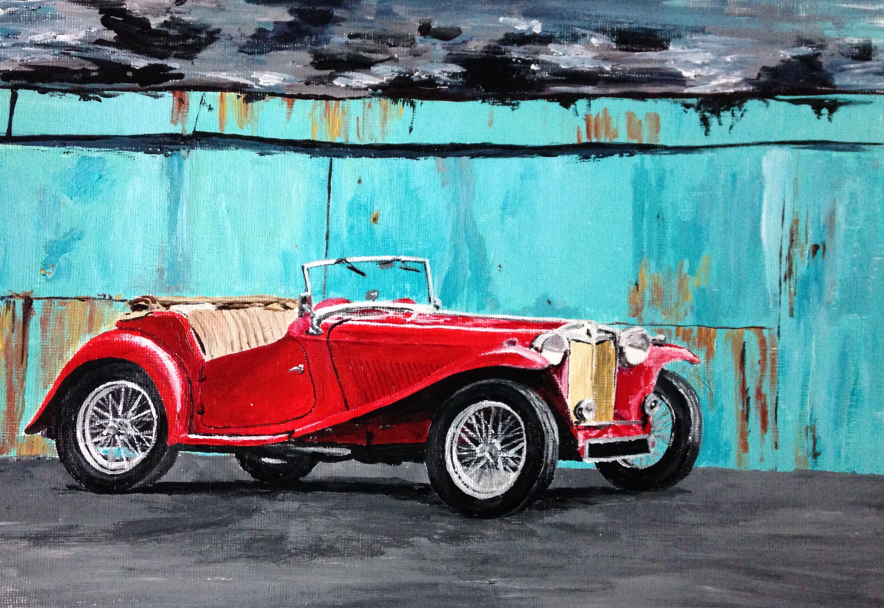 MG TC acrylic painting by Louisa Hill