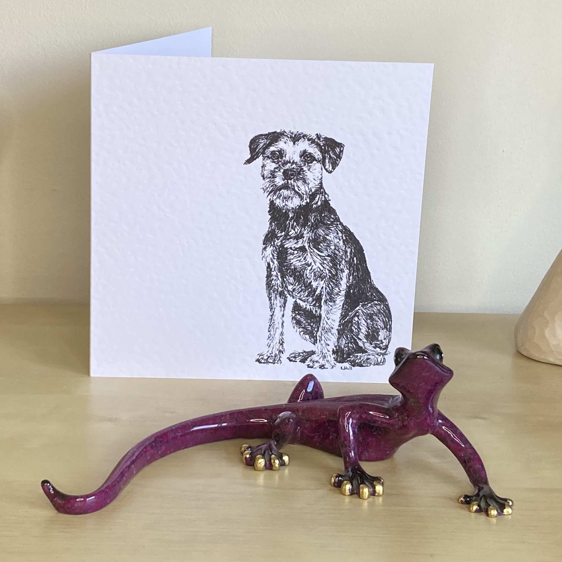 Border Terrier 15cm greetings card by Louisa Hill