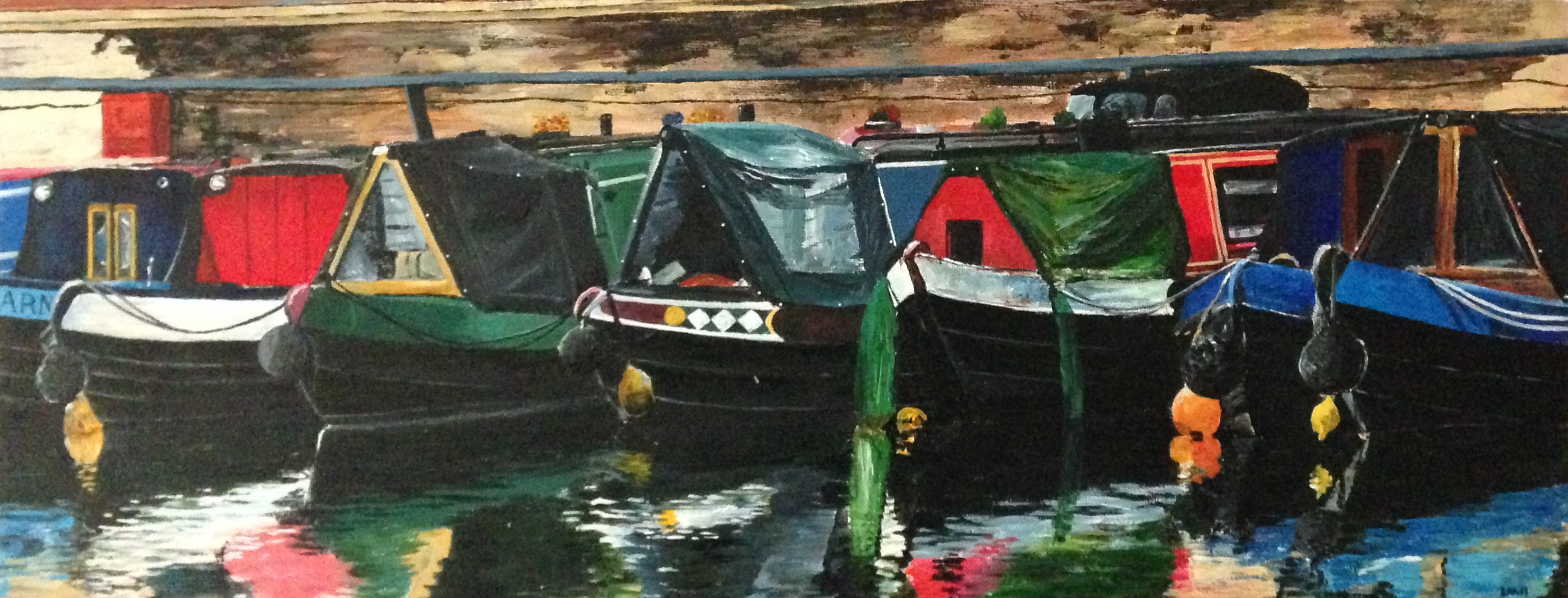 Canal Boats acrylic painting by Louisa Hill
