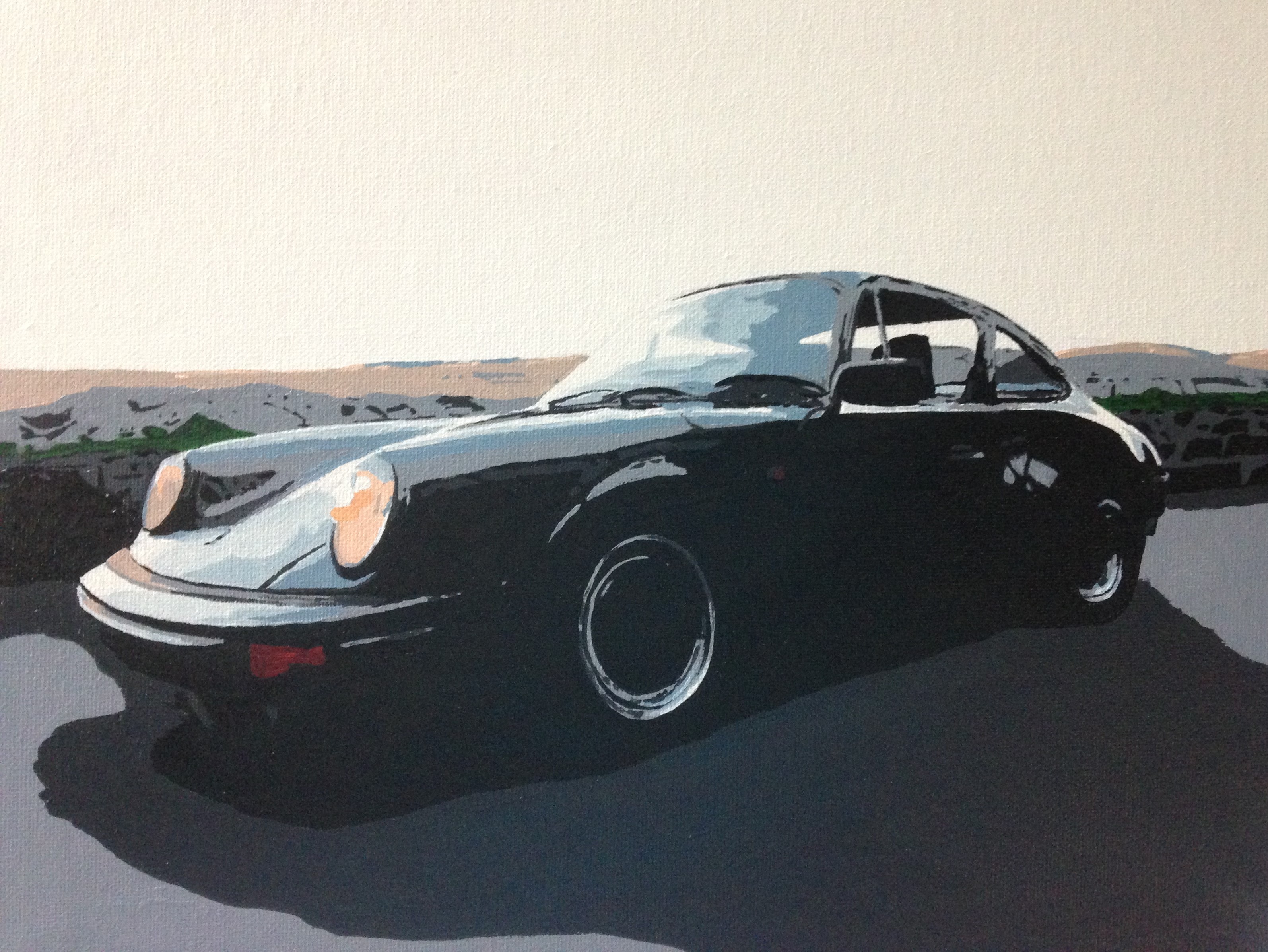 Porsche 911 acrylic painting by Louisa Hill