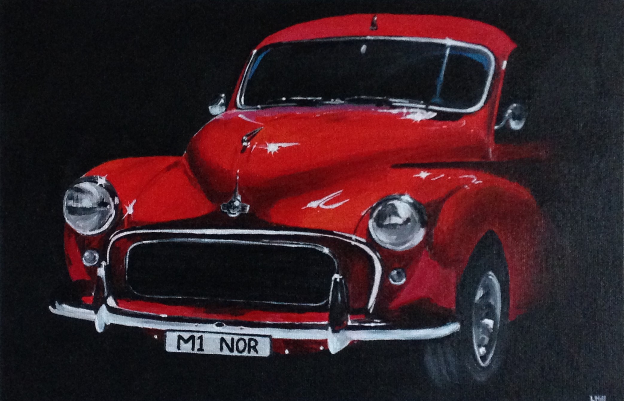 Morris Minor acrylic painting by Louisa Hill