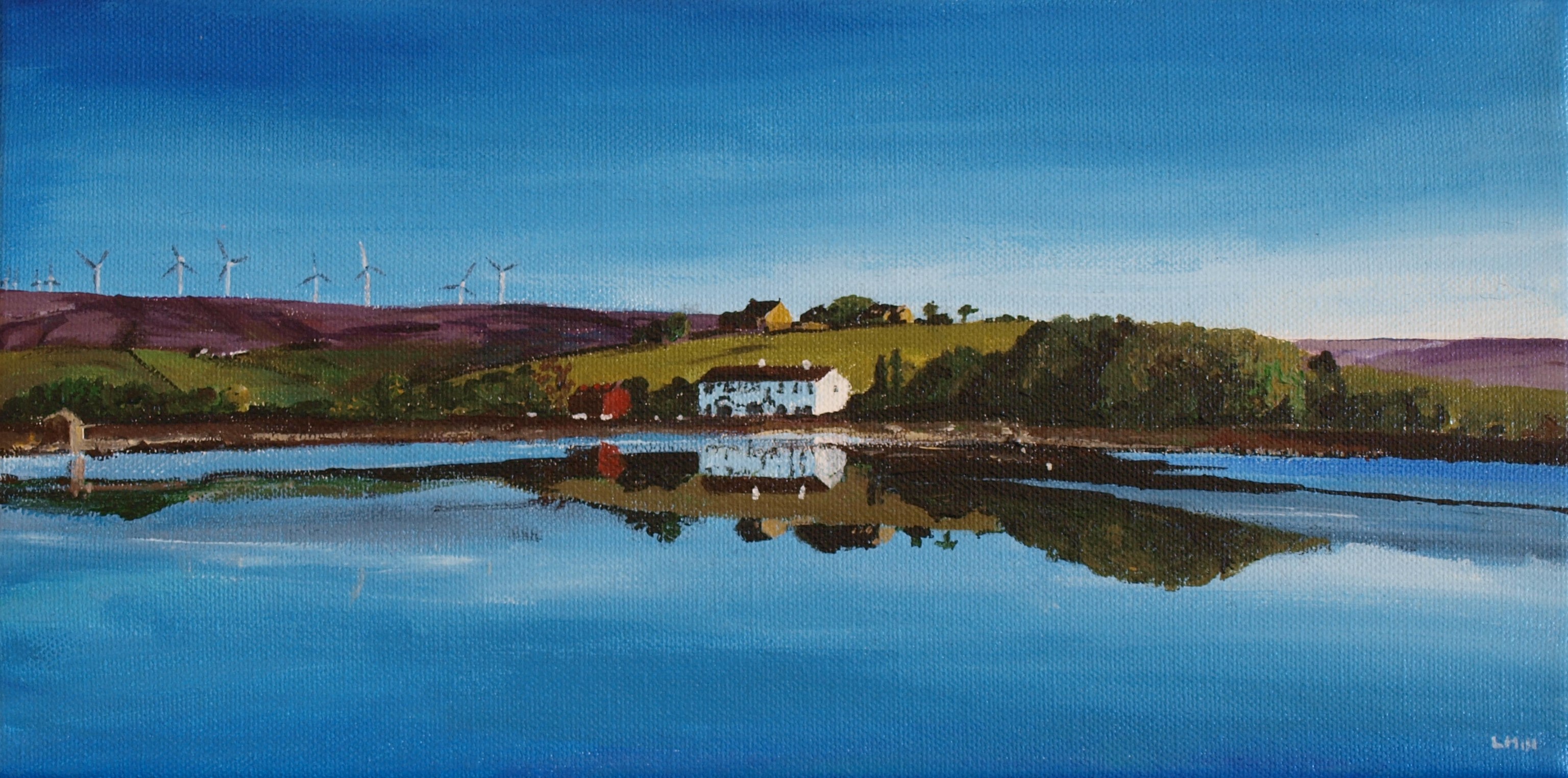 Hollingworth Lake acrylic painting by Louisa Hill