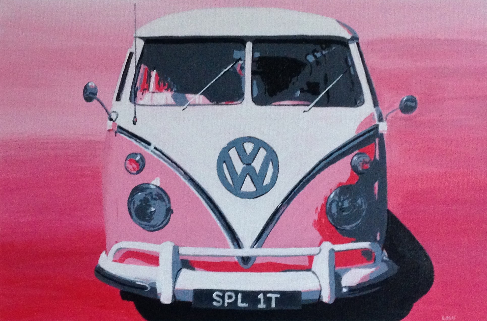 VW Split Screen Campervan pen and ink illustration by Louisa Hill