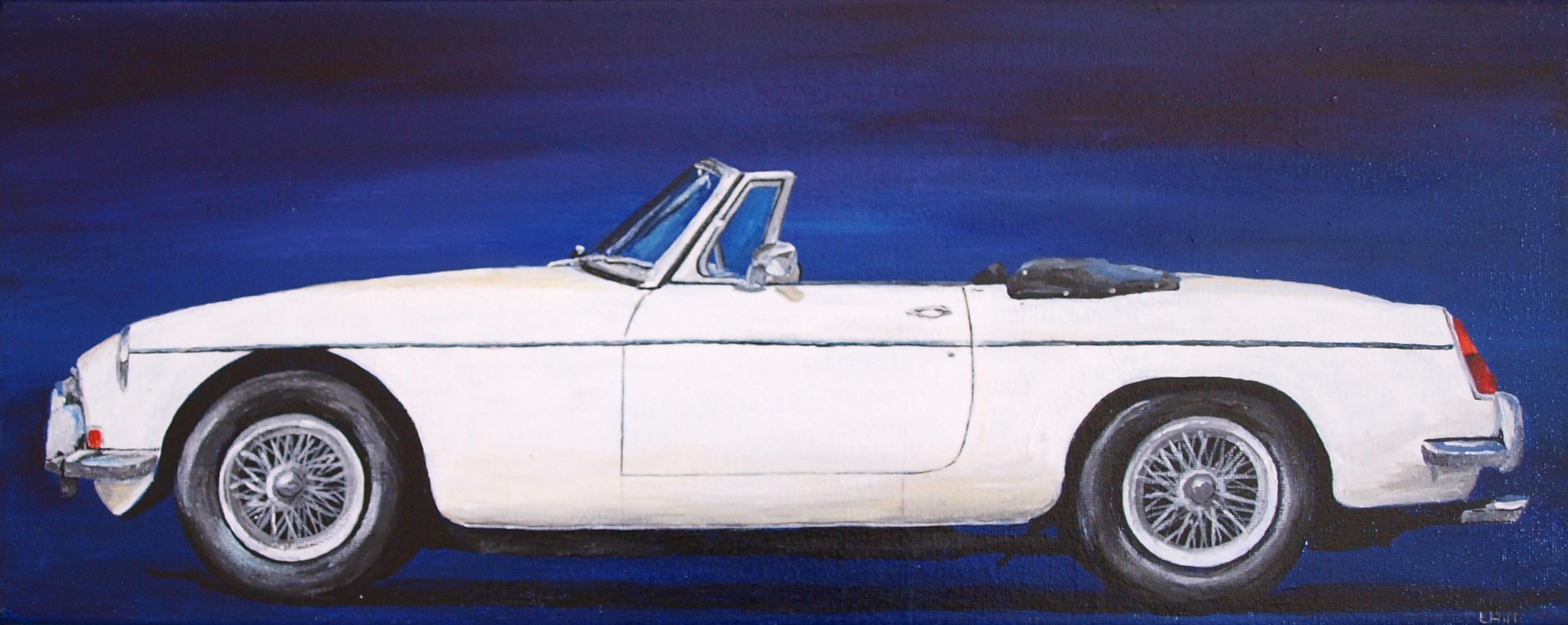 MG B acrylic painting by Louisa Hill