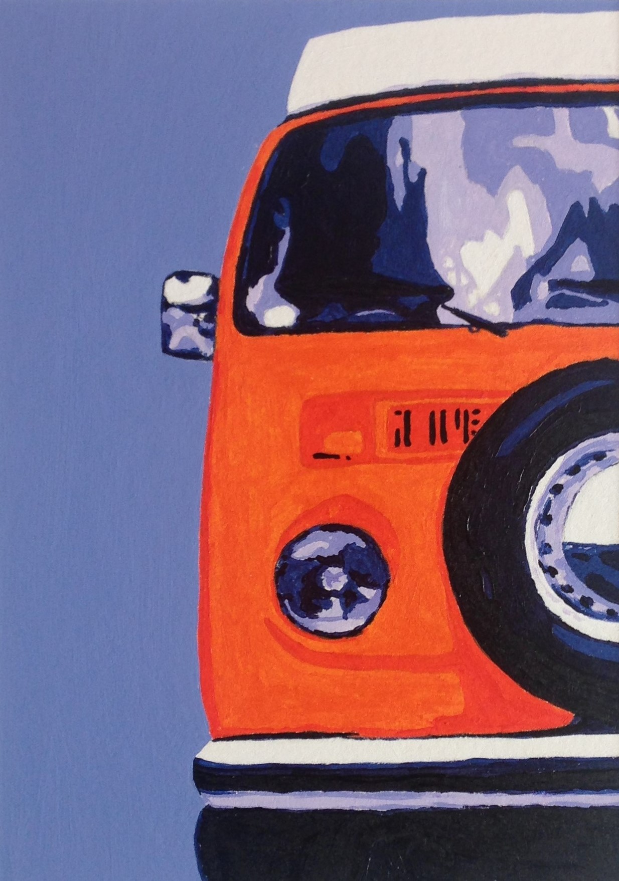 VW bay window campervan painting by Louisa Hill