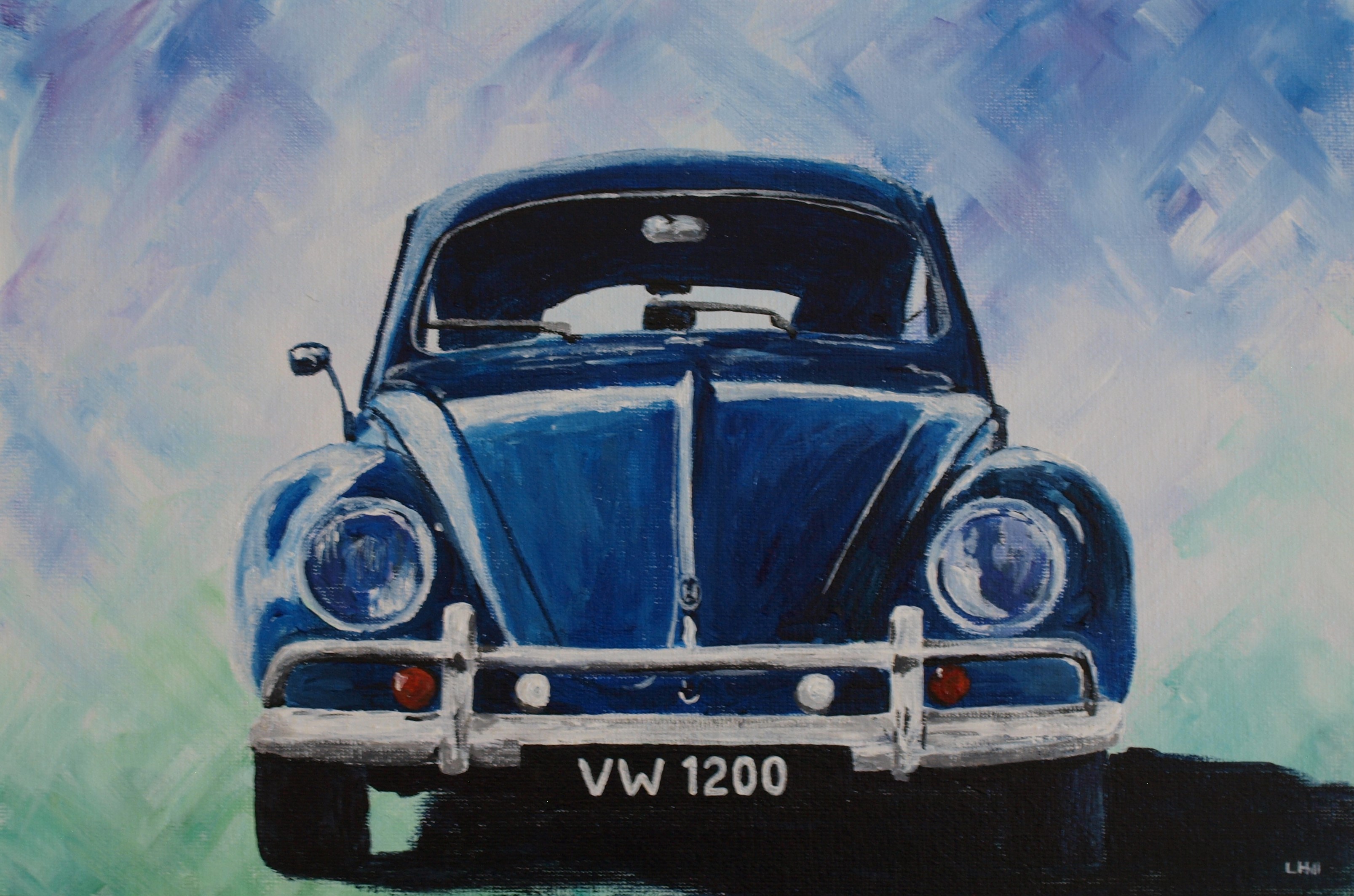 VW Beetle acrylic painting by Louisa Hill
