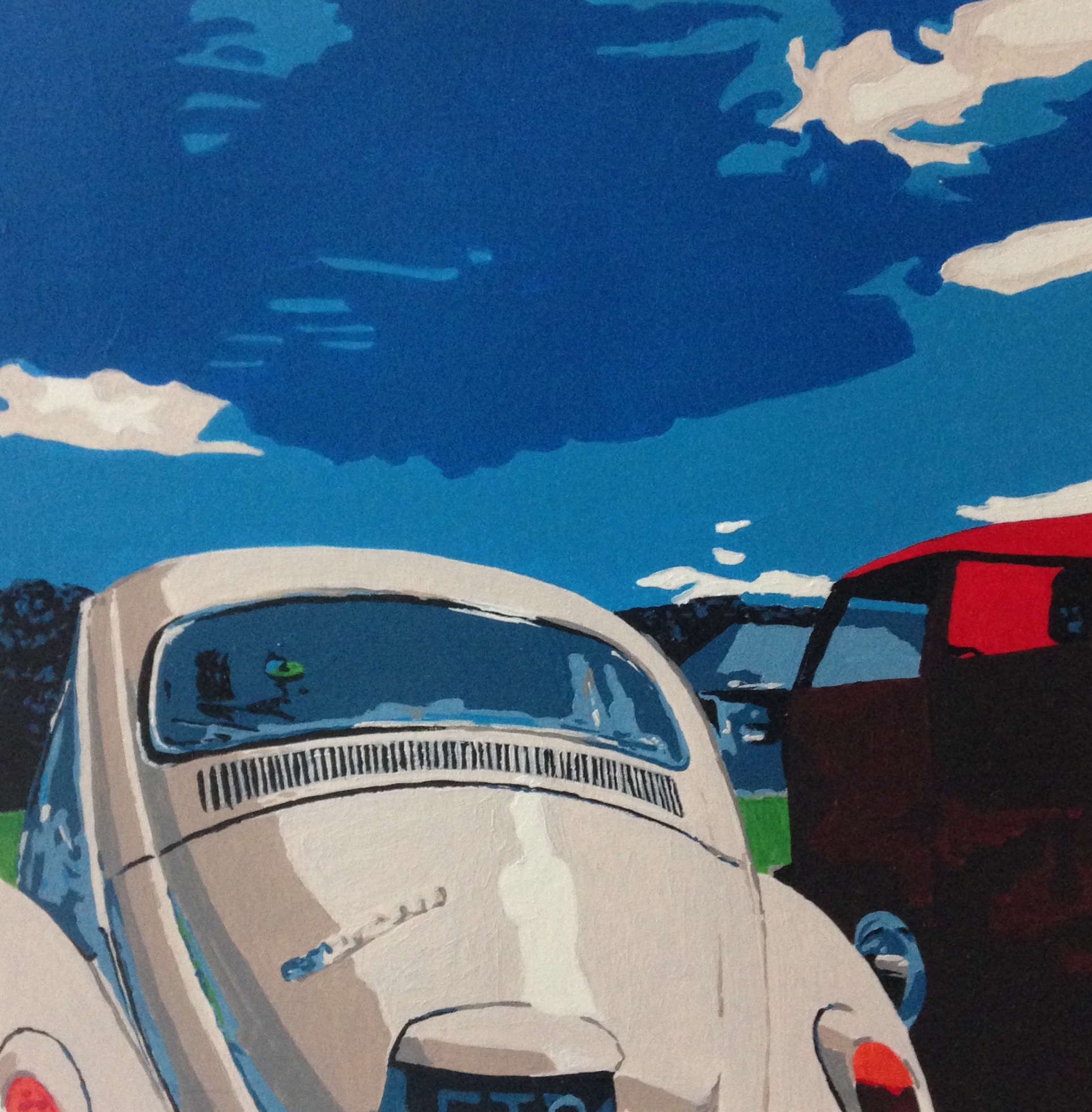VW Beetle acrylic painting by Louisa Hill