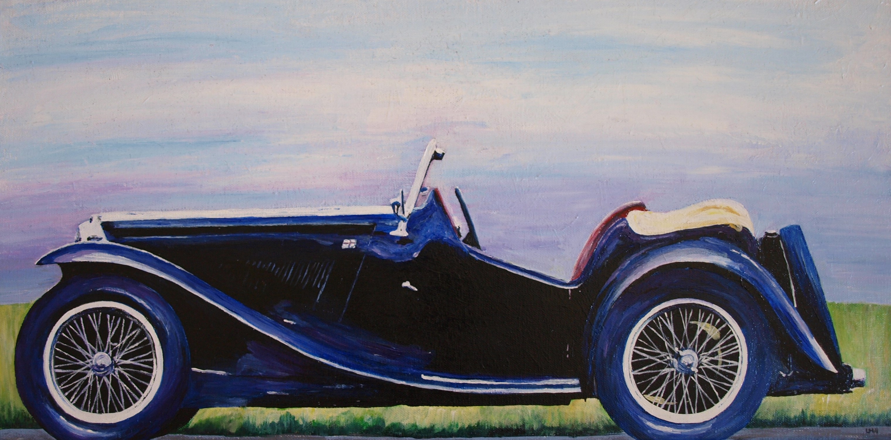 MG TC acrylic painting by Louisa Hill