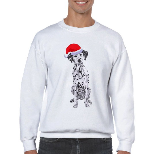Dalmatian with santa hat Christmas jumper by Louisa Hill