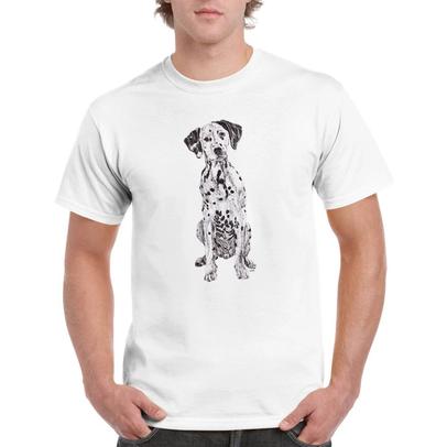 Dalmatian t-shirt, pen and ink illustration by Louisa Hill